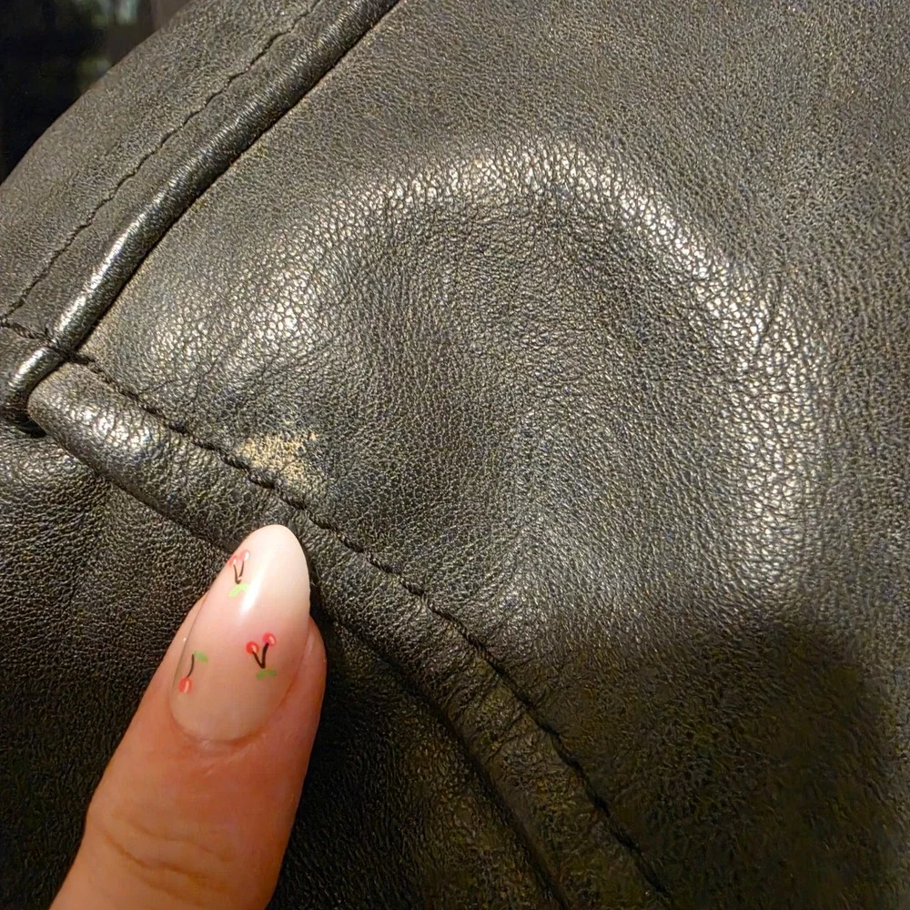 Vintage Banana Republic Mens Black Leather Full Zip Jacket Point Collar Large